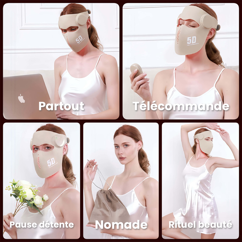 Masque LED Visage – Lumière Rouge, Bleue & Infrarouge – Silicone Souple
